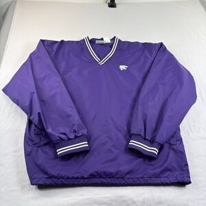 Vintage Kansas State Wildcats Jacket Mens XL Purple Windbreaker Pullover NCAA